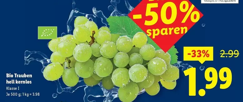 Bio -  Trauben hell kernlos
