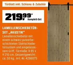 Schwarz - LAMELLENSCHIEBETÜR-SET „AKUSTIK"