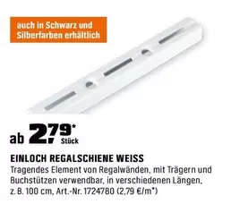 Schwarz - EINLOCH REGALSCHIENE WEISS