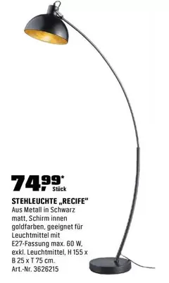 Schwarz - STEHLEUCHTE RECIFE