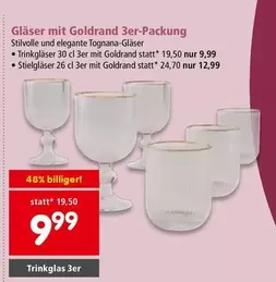 Gläser mit Goldrand 3er-Packung