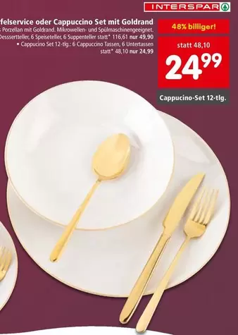 Cappuccino Set mit Goldrand