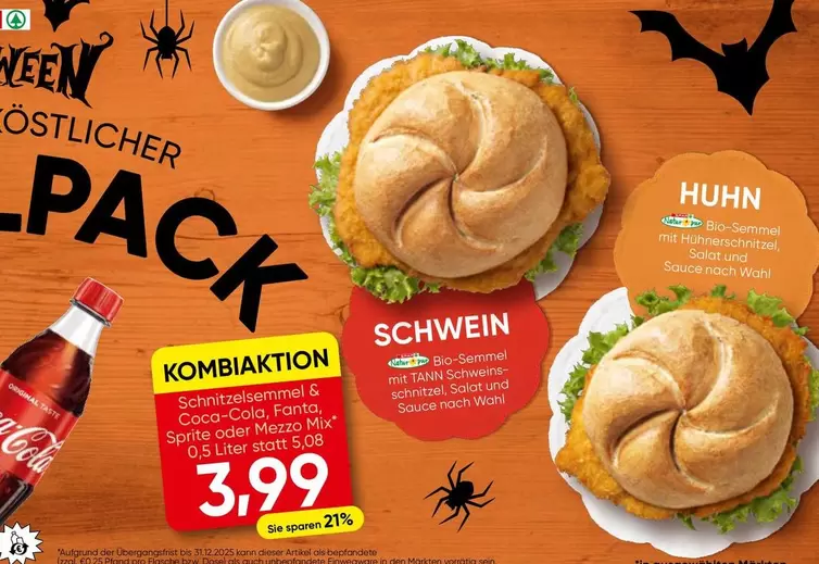 Coca Cola - Schnitzelsemmel & Coca-Cola, Fanta, Sprite oder Mezzo Mix