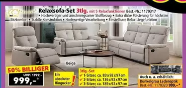 Relaxsofa-Set 3tlg