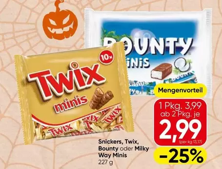 Twix, Bounty oder Milky Way Minis