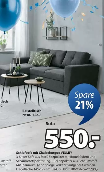 Schlafsofa mit Chaiselongue