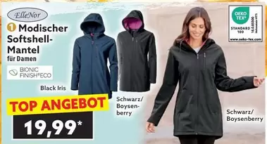 Schwarz - Modischer Softshell-Mantel für Damen