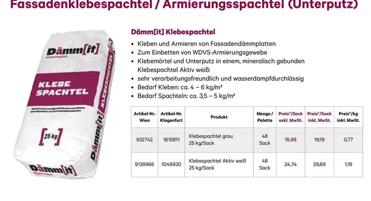 Palette - Klebespachtel