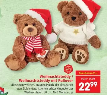 Teddy - Weihnachtsteddy / Weihnachtsteddy mit Pullover