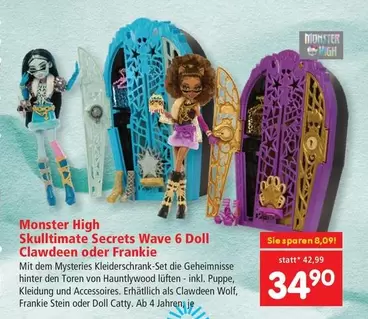 Monster - Skulltimate Secrets Wave 6 Doll Clawdeen oder Frankie