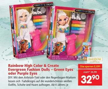 Rainbow - Color & Create Evergreen Fashion Dolls - Green Eyes oder Purple Eyes