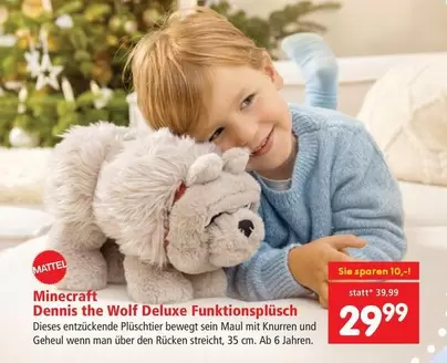 Minecraft - Dennis the Wolf Deluxe Funktionsplüsch