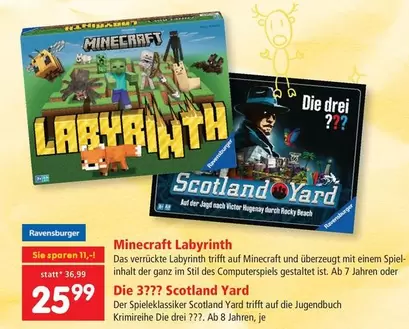 Ravensburger - Minecraft Labyrinth, Die 3??? Scotland Yard