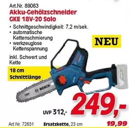 Akku-Gehölzschneider GKE 18V-20 Solo