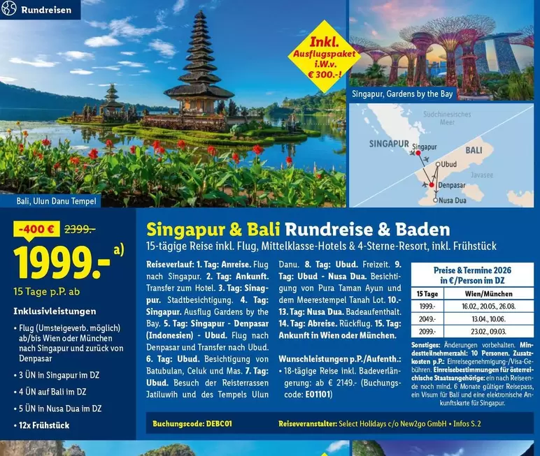Baden - Singapur & Bali Rundreise &