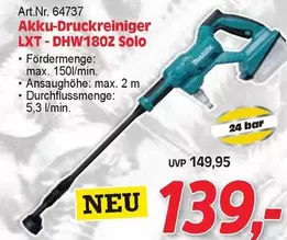 Akku-Druckreiniger LXT-DHW180Z Solo