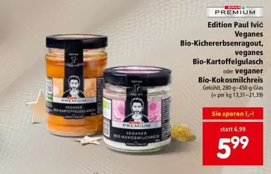 Bio-Kichererbsenragout, Bio-Kartoffelgulasch oder Bio-Kokosmilchreis