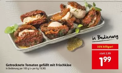 Getrocknete Tomaten gefüllt mit Frischkäse