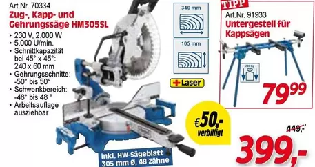 Zug-, Kapp- und Gehrungssäge HM305SL or Untergestell für Kappsägen