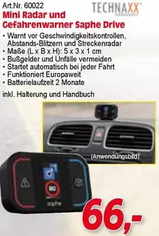 Mini Radar und Gefahrenwarner Saphe Drive