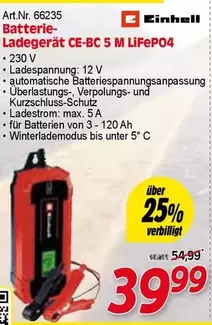 Einhell - Batterie-Ladegerät CE-BC 5 M LiFePO4