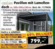 Pavillon mit Lamellen-dach ca. 300x300x240 cm Best.-Nr.: 1179436
