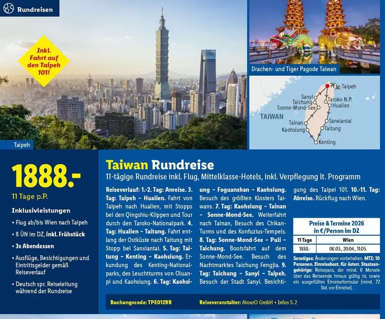 Tiger - Taiwan Rundreise