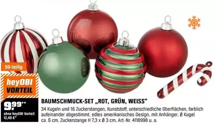 Weiss - BAUMSCHMUCK-SET ROT, GRÜN, WEISS