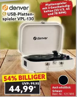 Schwarz - USB-Plattenspieler VPL-130