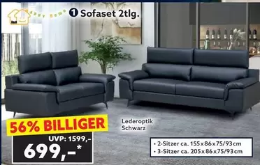 Schwarz - Sofaset 2tlg.