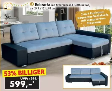 Ecksofa mit Stauraum und Bettfunktion