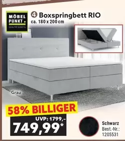 Schwarz - Boxspringbett RIO