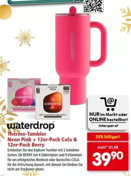 Pink - Thermo-Tumbler Neon + 12er-Pack Cola & 12er-Pack Berry