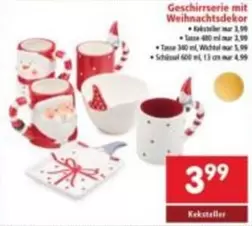 Geschirrserie mit Weihnachtsdekor