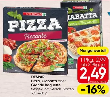 Pizza, Ciabatta oder Grande Baguette