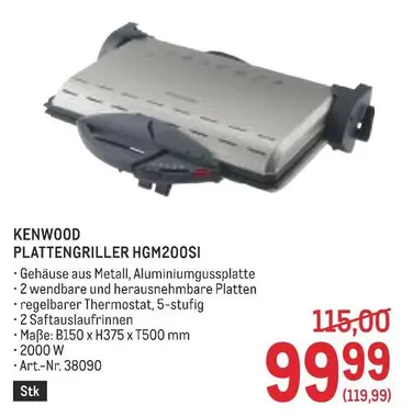 Kenwood - PLATTENGRILLER HGM200SI