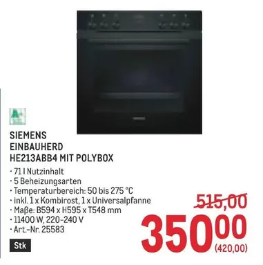 Siemens - EINBAUHERD HE213ABB4 MIT POLYBOX