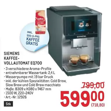 Siemens - KAFFEE-VOLLAUTOMAT EQ700