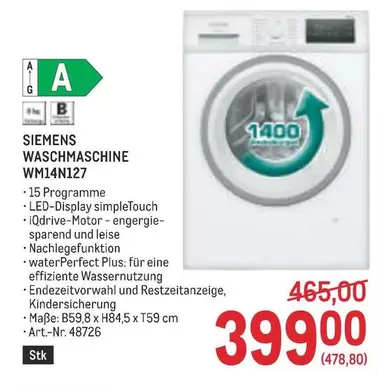 Siemens - WASCHMASCHINE WM14N127