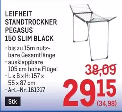 Pegasus - STANDTROCKNER PEGASUS 150 SLIM BLACK