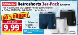 Schwarz - Retroshorts 3er-Pack für Herren