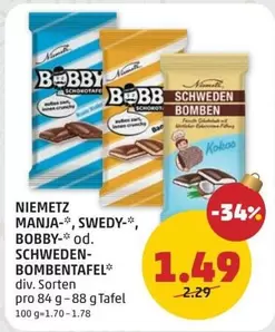MANJA-*, SWEDY-*, BOBBY-* od. SCHWEDEN-BOMBENTAFEL*