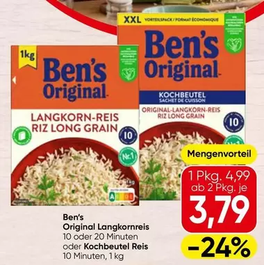 Original Langkornreis 10 oder 20 Minuten oder Kochbeutel Reis