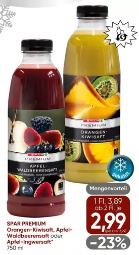 Orangen-Kiwisaft, Apfel-Waldbeerensaft oder Apfel-Ingwersoft