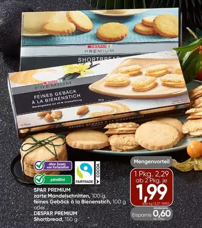 Fairtrade - zarte Mandelschnitten, feines Gebäck à la Bienenstich oder Shortbread