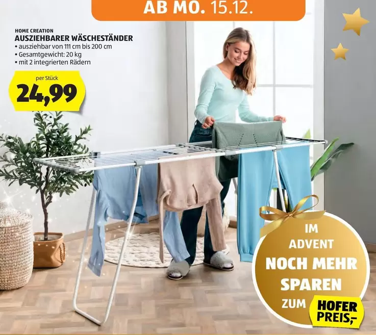 AUSZIEHBARER WÄSCHESTÄNDER