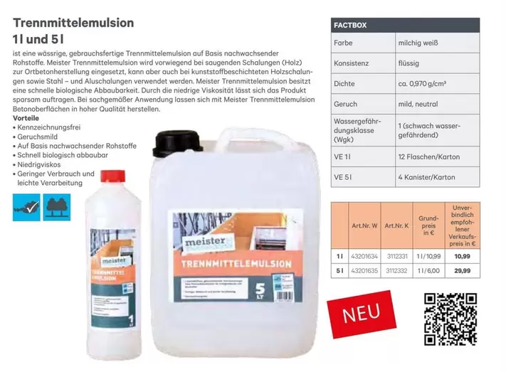 Trennmittelemulsion