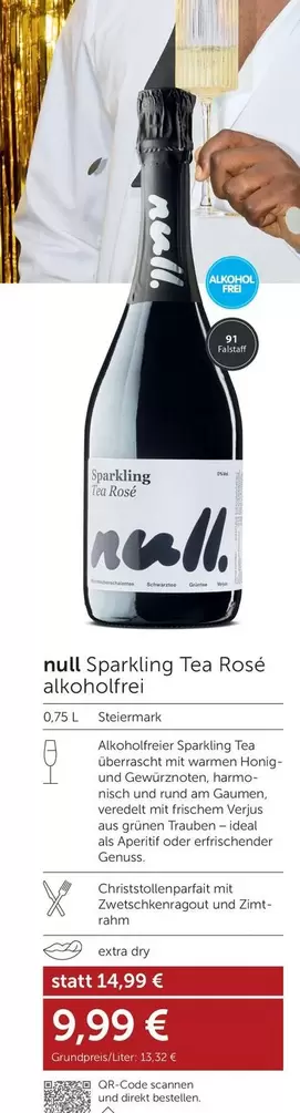 null Sparkling Tea Rosé alkoholfrei