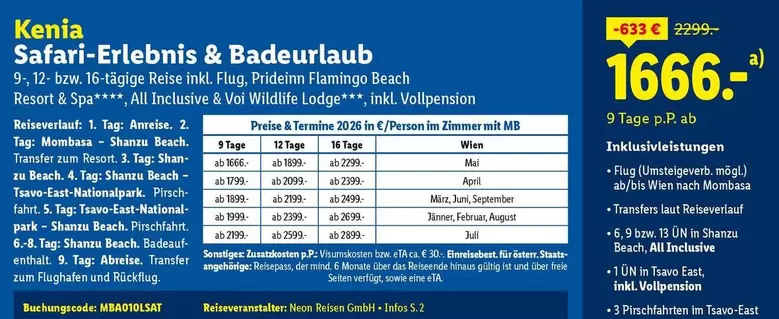 Flamingo - Safari-Erlebnis & Badeurlaub