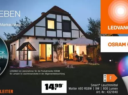 Smart Leuchtmittel Matter A60 RGBW 9W 806 Lumen